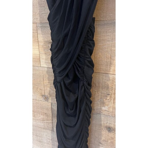 BALMAIN Ruched navy wool jersey midi dress size XS - Picture 7 of 13